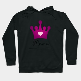 Mama Queen of Hearts with Purple Crown and Pink Heart Hoodie